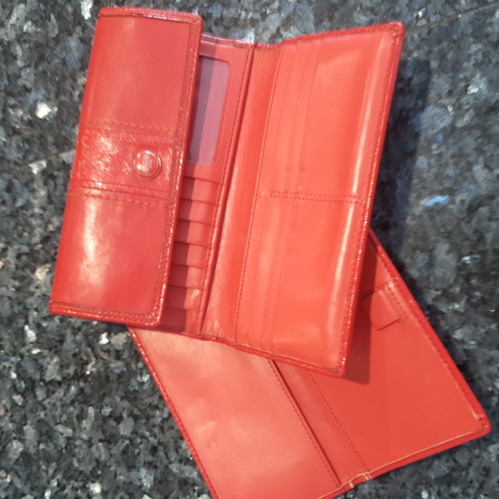 COACH RED FULL SIZE WALLET AND CHECK BOOK COVER
